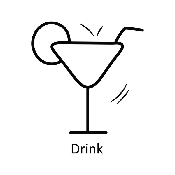 Drink Vector Outline Icon Ontwerp Illustratie Feest Vieren Symbool Witte — Stockvector
