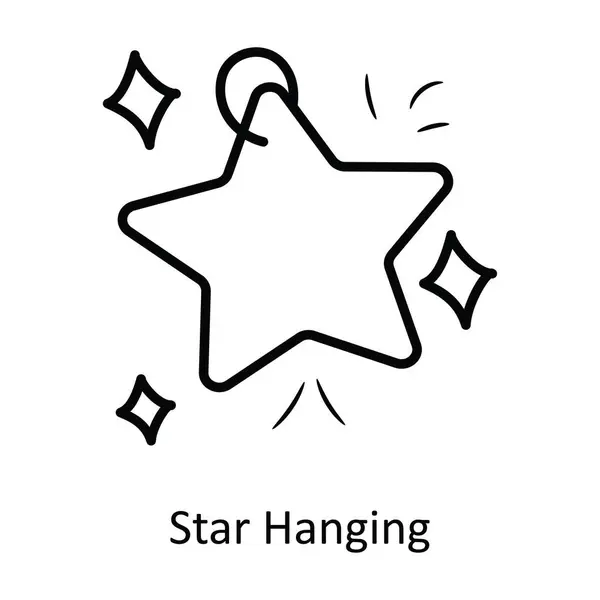 Sternhängende Vektorumrisse Icon Design Illustration Party Celebrate Symbol Auf Weißem — Stockvektor