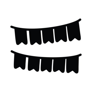 Bunting vektörü katı Simge Tasarımı çizimi. Beyaz arkaplan EPS 10 Dosyasında Parti ve Sembolü Kutla