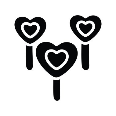 Lolipop vektörü katı Simge Tasarımı çizimi. Beyaz arkaplan EPS 10 Dosyasında Parti ve Sembolü Kutla