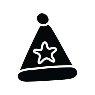 Parti Cap vektörü katı Simge Tasarımı çizimi. Beyaz arkaplan EPS 10 Dosyasında Parti ve Sembolü Kutla