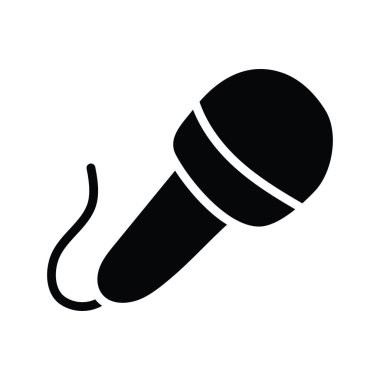 Mikrofon vektörü katı Simge Tasarımı çizimi. Beyaz arkaplan EPS 10 Dosyasında Parti ve Sembolü Kutla