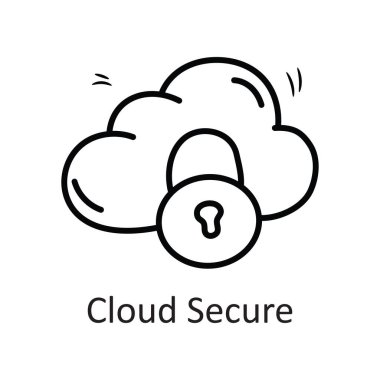 Bulut Güvenliği vektör anahatları Simge Tasarımı çizimi. Beyaz arkaplan EPS 10 Dosyasında Güvenlik Sembolü
