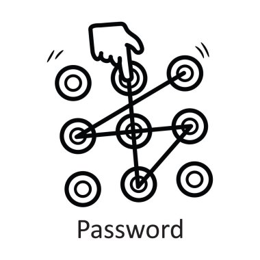 Parola vektörü ana hatları Simge Tasarımı illüstrasyonu. Beyaz arkaplan EPS 10 Dosyasında Güvenlik Sembolü
