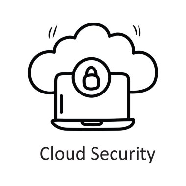 Bulut Güvenlik vektörü Simge Tasarımı çizimi. Beyaz arkaplan EPS 10 Dosyasında Güvenlik Sembolü
