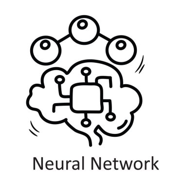 Sinirsel Ağ vektör anahatları Simge Tasarım çizimi. Beyaz arkaplan EPS 10 Dosyasında Güvenlik Sembolü