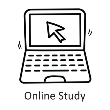 Çevrimiçi Çalışma vektör taslağı Simge Tasarımı illüstrasyonu. Beyaz arkaplan EPS 10 Dosyasında Kırtasiye Sembolü