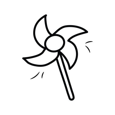 Fırıldak vektör taslağı Simge Tasarımı çizimi. Beyaz arkaplan EPS 10 Dosyasında Oyuncaklar Sembolü