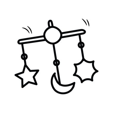 Beşik Oyuncak vektör ana hatları Simge Tasarımı illüstrasyonu. Beyaz arkaplan EPS 10 Dosyasında Oyuncaklar Sembolü