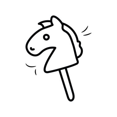 Çubuk At vektör ana hatları Simge Tasarım çizimi. Beyaz arkaplan EPS 10 Dosyasında Oyuncaklar Sembolü