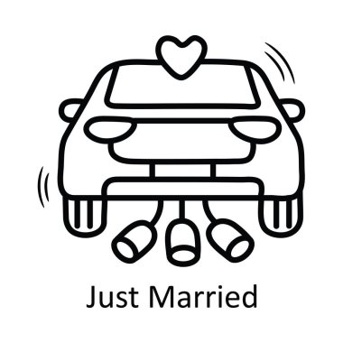 Sadece evli vektör taslağı el çizimi simge tasarımı illüstrasyonu. Beyaz arkaplan EPS 10 Dosyasında Sevgililer Günü Sembolü