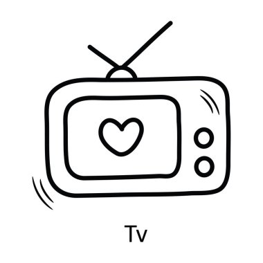 Tv vektör taslağı el çizimi simge tasarımı illüstrasyonu. Beyaz arkaplan EPS 10 Dosyasında Sevgililer Günü Sembolü