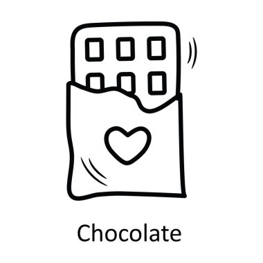 Çikolata vektörlü el çizimi simge tasarımı illüstrasyonu. Beyaz arkaplan EPS 10 Dosyasında Sevgililer Günü Sembolü