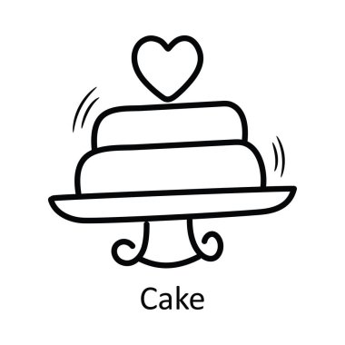 Pasta vektörü çizimi el çizimi simge tasarımı illüstrasyonu. Beyaz arkaplan EPS 10 Dosyasında Sevgililer Günü Sembolü