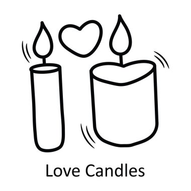 Love Candles vektör taslağı el çizimi simge tasarımı illüstrasyonu. Beyaz arkaplan EPS 10 Dosyasında Sevgililer Günü Sembolü