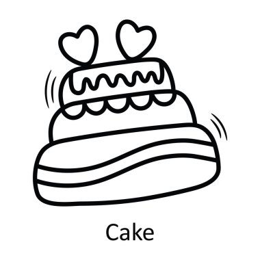 Pasta vektörü çizimi el çizimi simge tasarımı illüstrasyonu. Beyaz arkaplan EPS 10 Dosyasında Sevgililer Günü Sembolü