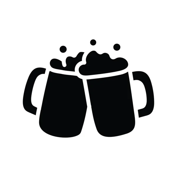 Bier Vektor Solide Icon Design Illustration Party Celebrate Symbol Auf — Stockvektor