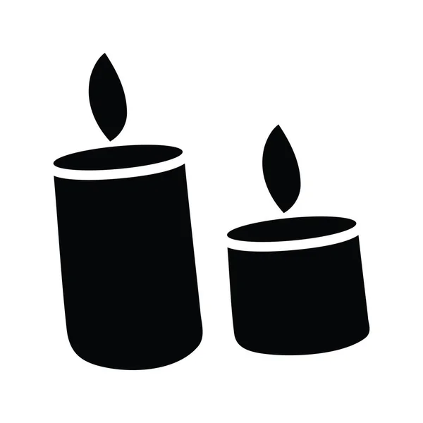 Candles Vector Solid Icon Design Illustration Party Celebrate Symbol White — Stock Vector