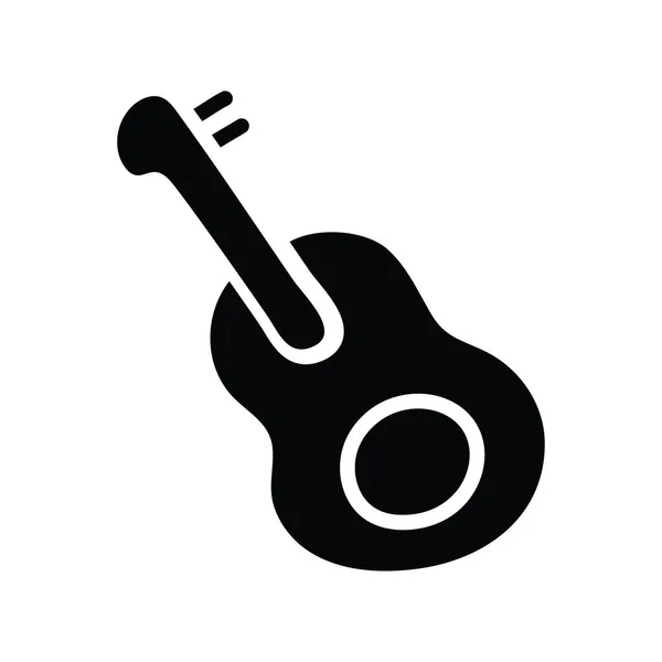 Гітарний Вектор Тверда Іконка Дизайн Ілюстрація Вечірка Святкування Символу Білому — стоковий вектор