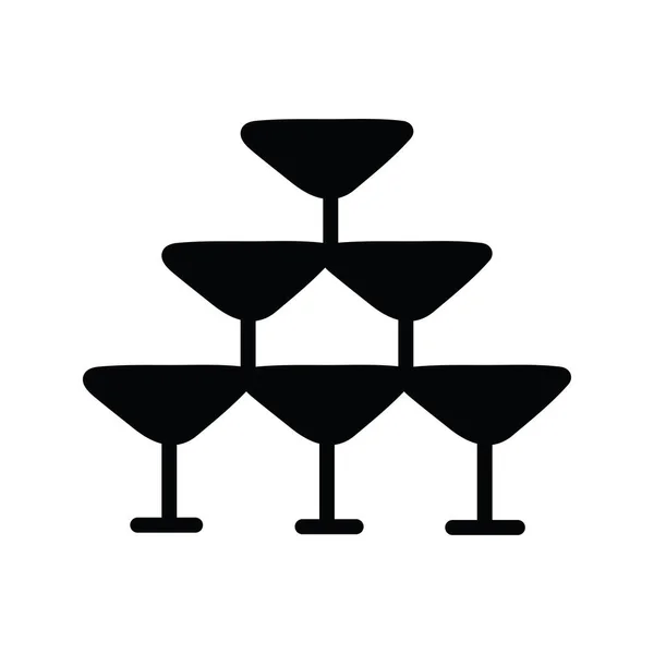 Verres Vin Vecteur Solide Icône Illustration Conception Fête Célébrer Symbole — Image vectorielle