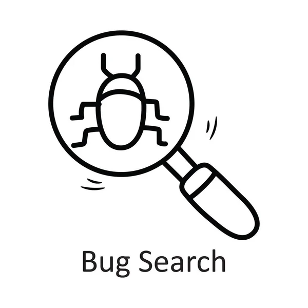 Bug Search Vektor Skissera Ikonen Design Illustration Säkerhetssymbol Vit Bakgrund — Stock vektor