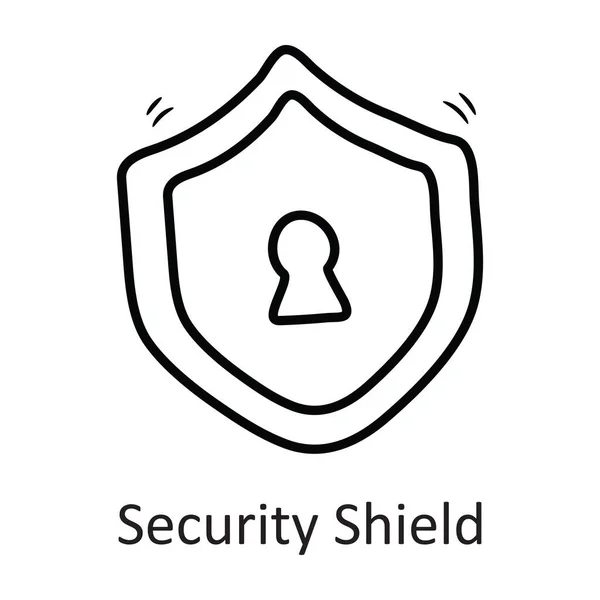 Security Shield Vector Outline Icon Design Illustration Security Symbol White — Stock Vector