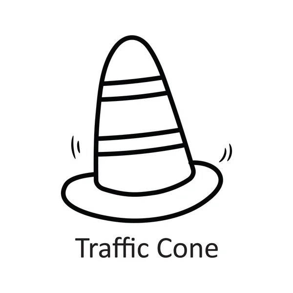 Traffic Cone Vector Outline Icona Design Illustrazione Simbolo Sicurezza Sfondo — Vettoriale Stock