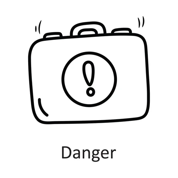 Danger Vector Outline Icon Design Illustration Símbolo Segurança Fundo Branco —  Vetores de Stock
