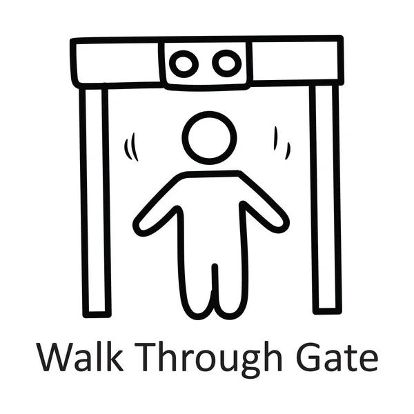 Walk Gate Zarys Wektora Ikona Projekt Ilustracji Symbol Bezpieczeństwa Białym — Wektor stockowy
