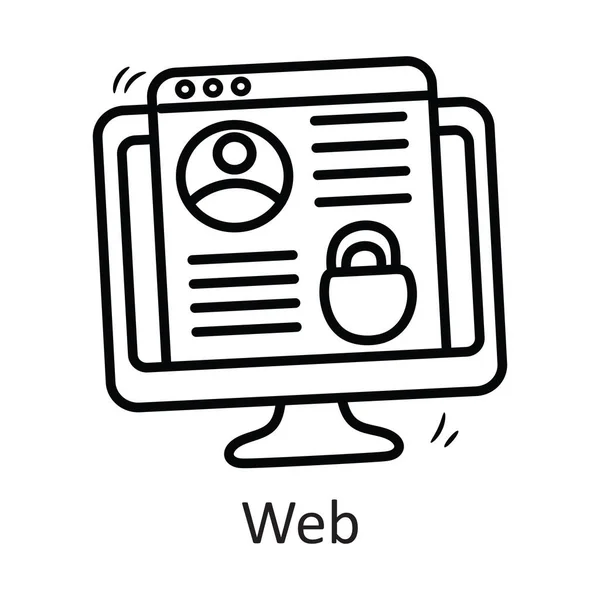 Esquema Vector Web Icono Ilustración Diseño Símbolo Seguridad Sobre Fondo — Archivo Imágenes Vectoriales