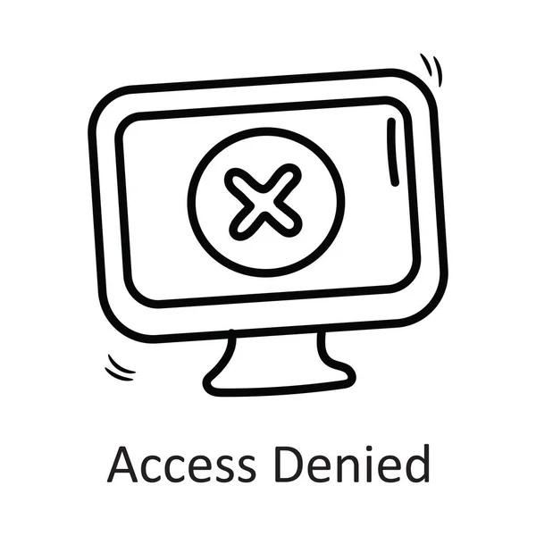 Accesso Denied Vector Outline Icona Design Illustrazione Simbolo Sicurezza Sfondo — Vettoriale Stock