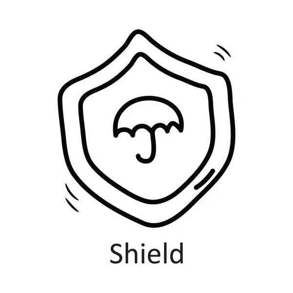 Shield Vector Outline Icon Design Illustration Sicherheitssymbol Auf Weißem Hintergrund — Stockvektor