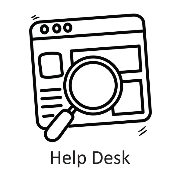 Help Desk Zarys Wektora Icon Design Ilustracji Symbol Bezpieczeństwa Białym — Wektor stockowy