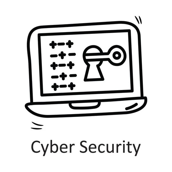 Cyberbezpieczeństwo Zarys Icon Design Ilustracji Symbol Bezpieczeństwa Białym Tle Pliku — Wektor stockowy
