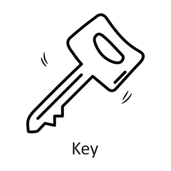 Key Vector Outline Icon Design Illustration Security Symbol White Background — Stock Vector