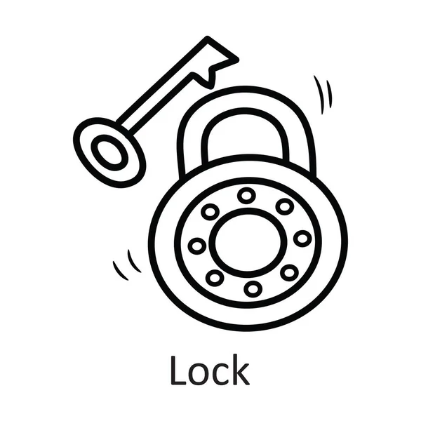 Lock Vector Outline Icon Design Illustration Security Symbol White Background — Stock Vector