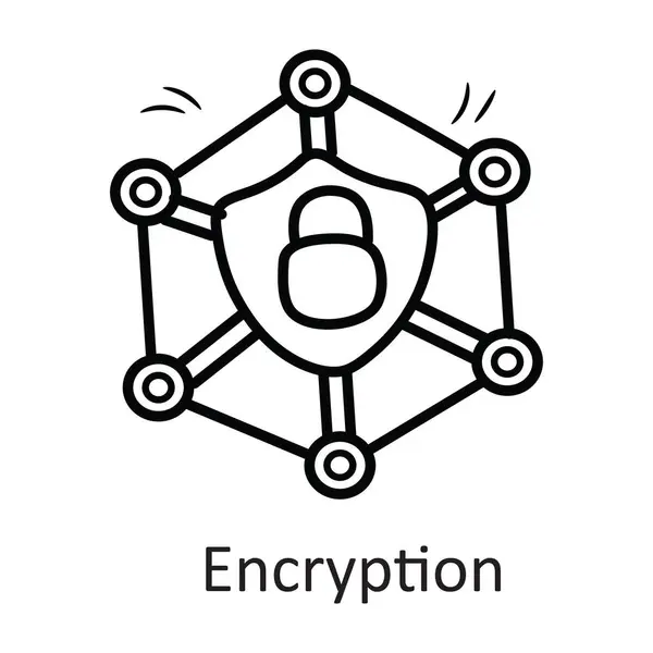 Encryption Vector Outline Icon Ontwerp Illustratie Veiligheidssymbool Witte Achtergrond Eps — Stockvector