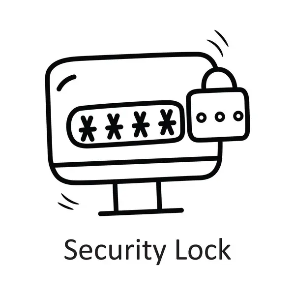 Esquema Vectorial Bloqueo Seguridad Icono Diseño Ilustración Símbolo Seguridad Sobre — Archivo Imágenes Vectoriales