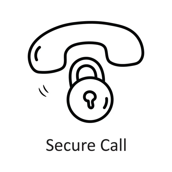 Secure Call Vector Outline Icon Design Illustration Security Symbol White — Stock Vector