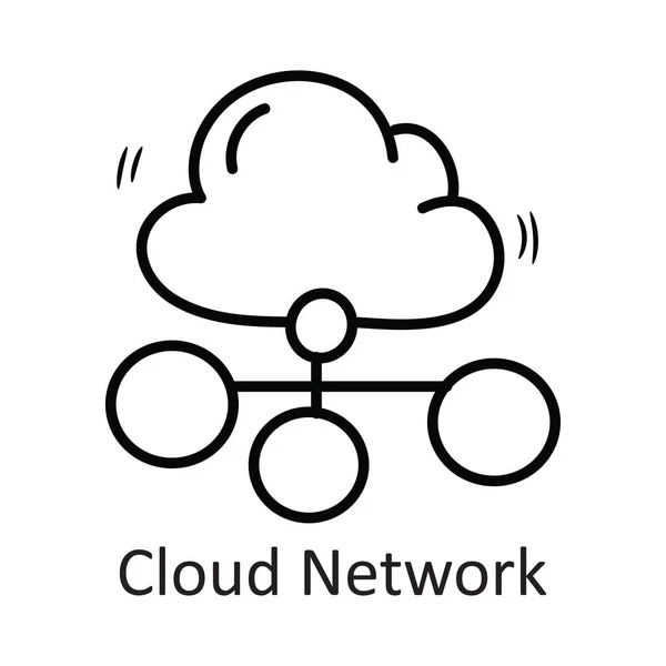Cloud Network Vector Outline Icon Design Illustration Bezpečnostní Symbol Bílém — Stockový vektor