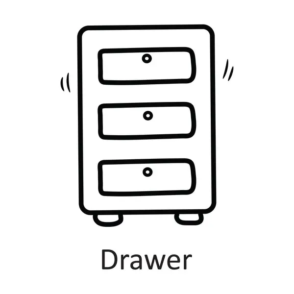 Drawer Vector Outline Icon Design Illustration Stationery Symbol White Background — Stock Vector