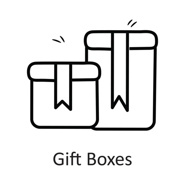 Geschenkboxen Vektor Umreißen Icon Design Illustration Stationery Symbol Auf Weißem — Stockvektor