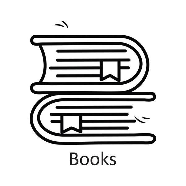 Книги Векторные Очертания Иконка Дизайн Иллюстрации Символ Канцелярских Товаров Белом — стоковый вектор