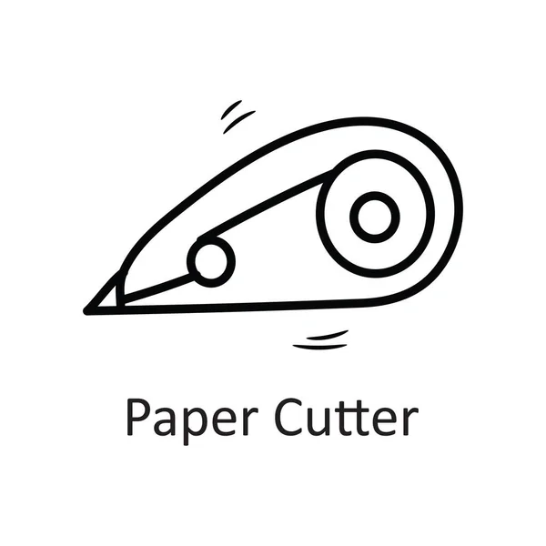 Paper Cutter Vector Outline Icon Design Illustration Inglês Símbolo Papelaria — Vetor de Stock