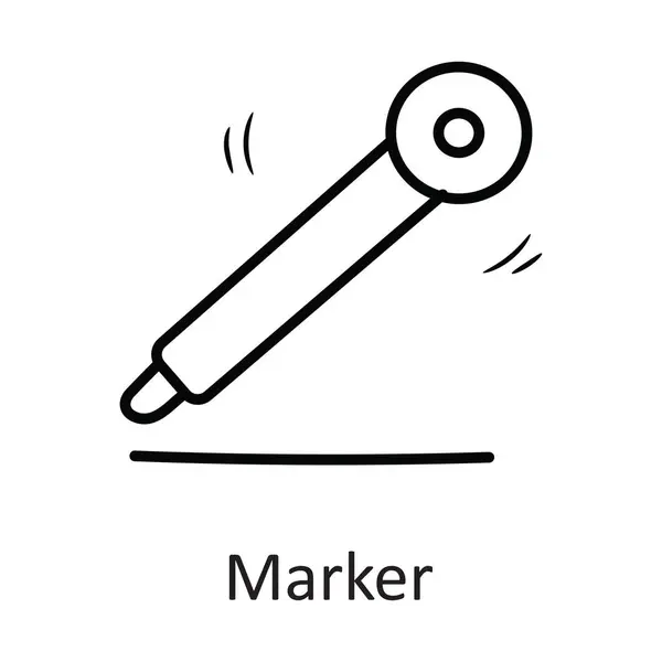 Marker Vector Outline Icon Design Illustration Símbolo Papelaria Fundo Branco — Vetor de Stock