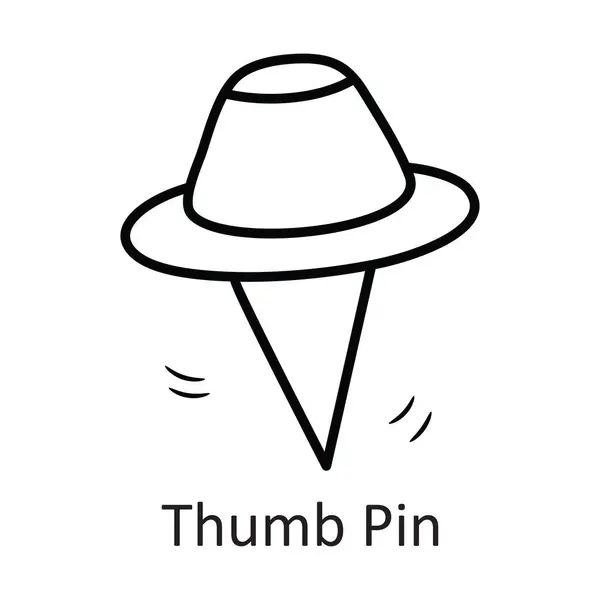 Thumb Pin Vector Outline Icon Design Illustration Símbolo Papelaria Fundo —  Vetores de Stock
