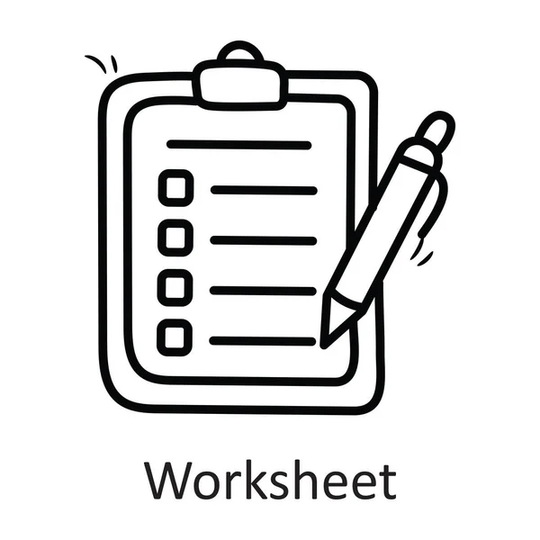 Φύλλο Εργασίας Διανυσματικό Περίγραμμα Εικονίδιο Σχεδιασμός Εικόνα Σύμβολο Χαρτικά Λευκό — Διανυσματικό Αρχείο
