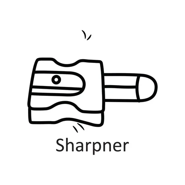 Sharpener Vector Schets Icon Ontwerp Illustratie Stationery Symbool Witte Achtergrond — Stockvector