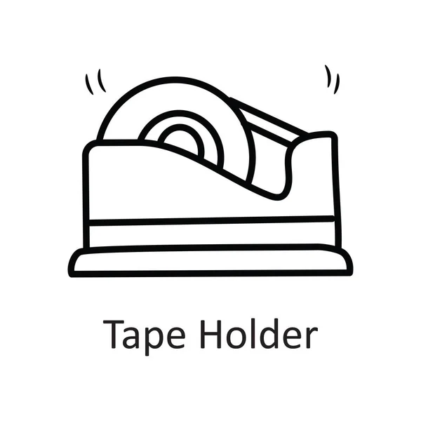 Tape Holder Vector Contorno Icono Diseño Ilustración Símbolo Papelería Sobre — Archivo Imágenes Vectoriales