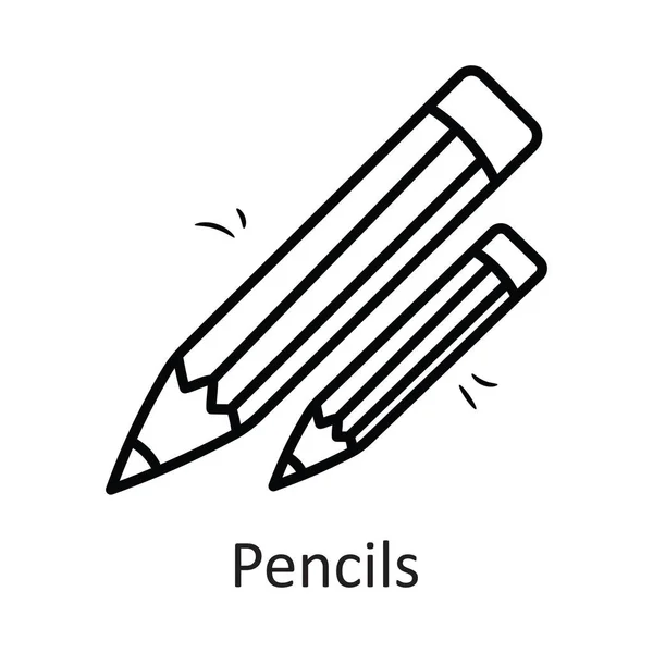 鉛筆ベクトルアウトラインアイコンデザインイラスト ホワイトバックグラウンドの文房具シンボル Eps 10ファイル — ストックベクタ